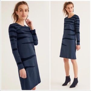 BODEN Sweatshirt Dress with Flocked Zebra Print Navy